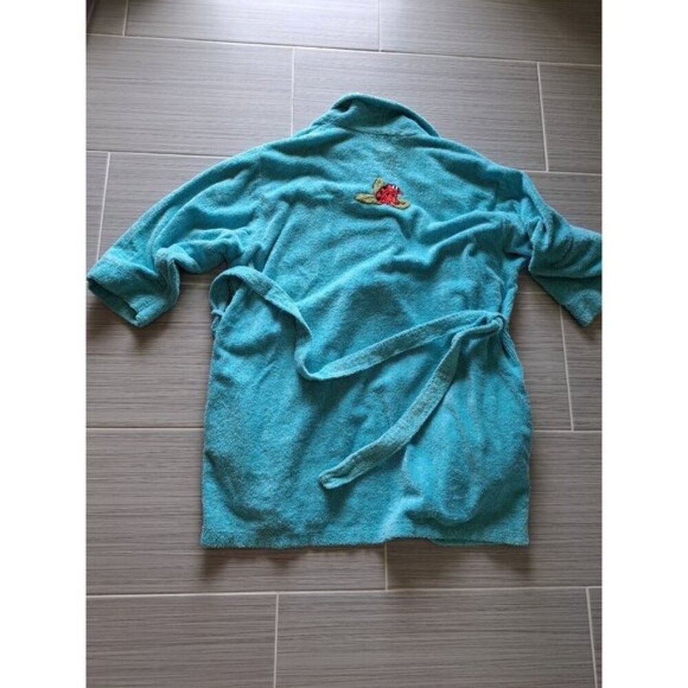 Bedtime Stories Turquoise Terry Cloth Robe Monkey Toucan Embroidery Women's 2X - Picture 8 of 11